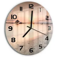 Tulup Wandklok - Strand van de Malediven Gekleurde Glazen Klok - fi30 cm - Veelkleurig Glazen Klok Met Print - Zwarte handen - Ronde Klok - Moderne Wandklok Glas - Wandklok Glas Decoratie