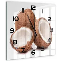 Tulup Wandklok - Kokosnoot Wandklok Glas Decoratie - 60x60 cm - Bruin Gekleurde Glazen Klok - Zwarte handen - Vierkante Klok - Klok Glas Met Opdruk - Moderne Wandklok Glas