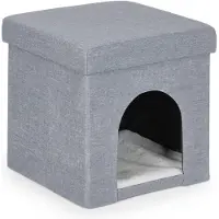 Relaxdays kattenmand poef - opvouwbaar kattenhuis binnen - kattenmeubel - kattenpoef zacht