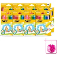 BIC 12 x - Waskrijt - Diverse Kleuren - 12 Krijtjes - Bulkverpakking - Waskrijt - Douchemop - Kleurkrijt