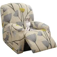 Jaotto hoes voor liggende ontspannende fauteuil, universele hoes voor 1-zits fauteuil, moderne hoes voor liggende ontspannende fauteuil met wasbare tas, massagebankhoezen, beige blad