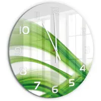 Tulup Wandklok - Golfabstractie Moderne Wandklok Glas - fi60 cm - Groente Wandklok Glas Decoratie - Witte handen - Ronde Klok - Glazen Wandklok Design - Klok Glas Met Opdruk