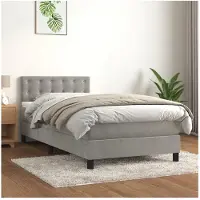 vidaXL Boxspring met matras fluweel lichtgrijs 100x200 cm