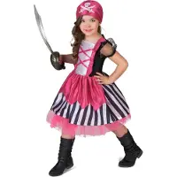 Vegaoo - Roze doodskop piraten kostuum voor meisjes