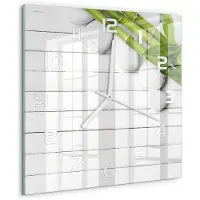 Tulup Wandklok - Bamboe Decoratieve Glazen Klok - 30x30 cm - Groente Glazen Wandklok Design - Witte handen - Vierkante Klok - Glazen Klok Met Print - Wandklok Glas Met Motief