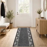vidaXL - Lopers - Tapijt - FLORNES - Geweven - Grijs - 100 - x - 300 - cm - PP - 7 - mm