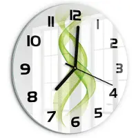 Tulup Wandklok - Kleurrijke golven Klok Glas Met Opdruk - fi30 cm - Groente Moderne Wandklok Glas - Zwarte handen - Ronde Klok - Decoratieve Glazen Klok - Glazen Wandklok Design