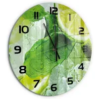 Tulup Wandklok - Limoen met ijs Gekleurde Glazen Klok - fi60 cm - Groente Glazen Klok Met Print - Zwarte handen - Ronde Klok - Moderne Wandklok Glas - Wandklok Glas Decoratie