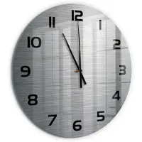 Tulup Wandklok - Metalen achtergrond Moderne Wandklok Glas - fi60 cm - Zilver Wandklok Glas Decoratie - Zwarte handen - Ronde Klok - Glazen Wandklok Design - Klok Glas Met Opdruk