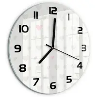 Tulup Wandklok - Hartachtergrond Decoratieve Glazen Klok - fi30 cm - Grijs Glazen Wandklok Design - Zwarte handen - Ronde Klok - Glazen Klok Met Print - Wandklok Glas Met Motief