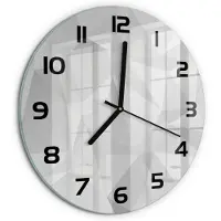 Tulup Wandklok - Driehoeken van abstractie Gekleurde Glazen Klok - fi30 cm - Wit Glazen Klok Met Print - Zwarte handen - Ronde Klok - Moderne Wandklok Glas - Wandklok Glas Decoratie