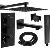 Mexen Cube DR02 inbouw bad-doucheset met 25 regendouche, zwart - 77503DR0225-70