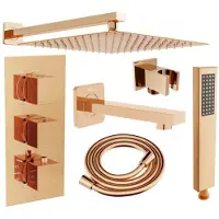 Mexen Cube DR02 inbouw bad-douche set met 25 regendouche, rosegoud - 77503DR0225-60