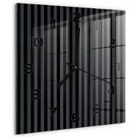 Tulup Wandklok - Zwarte en grijze strepen Klok Glas Met Opdruk - 30x30 cm - Zwart Moderne Wandklok Glas - Zwarte handen - Vierkante Klok - Decoratieve Glazen Klok - Glazen Wandklok Design