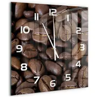Tulup Wandklok - Koffiebonen Moderne Wandklok Glas - 60x60 cm - Bruin Wandklok Glas Decoratie - Witte handen - Vierkante Klok - Glazen Wandklok Design - Klok Glas Met Opdruk