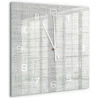 Tulup Wandklok - Wit linnen canvas Decoratieve Glazen Klok - 60x60 cm - Wit Glazen Wandklok Design - Witte handen - Vierkante Klok - Glazen Klok Met Print - Wandklok Glas Met Motief