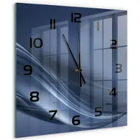 Tulup Wandklok - Grijze golf Klok Glas Met Opdruk - 60x60 cm - Grijs Moderne Wandklok Glas - Zwarte handen - Vierkante Klok - Decoratieve Glazen Klok - Glazen Wandklok Design