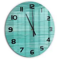 Tulup Wandklok - Groene borden Glazen Klok Met Print - fi60 cm - Groente Wandklok Glas Met Motief - Zwarte handen - Ronde Klok - Wandklok Glas Decoratie - Gekleurde Glazen Klok