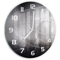 Tulup Wandklok - Paardenbloemzaden Glazen Klok Met Print - fi30 cm - Zwart-wit Wandklok Glas Met Motief - Witte handen - Ronde Klok - Wandklok Glas Decoratie - Gekleurde Glazen Klok