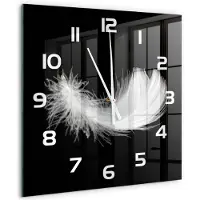 Tulup Wandklok - Pen Wandklok Glas Met Motief - 60x60 cm - Wit Decoratieve Glazen Klok - Witte handen - Vierkante Klok - Gekleurde Glazen Klok - Glazen Klok Met Print