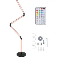 Grundig RGB Vloerlamp - RGB Lamp Staand met 24 Lichtmodi en Muzieksensor - Hoeklamp LED Staand Dimbaar met Afstandsbediening - RGB LED Hoeklamp Opvouwbaar - 137 cm - Zwart