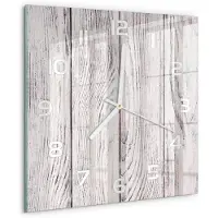 Tulup Wandklok - Houten muur Wandklok Glas Met Motief - 30x30 cm - Beige Decoratieve Glazen Klok - Witte handen - Vierkante Klok - Gekleurde Glazen Klok - Glazen Klok Met Print