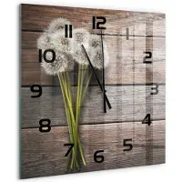 Tulup Wandklok - Paardenbloemhout Moderne Wandklok Glas - 60x60 cm - Bruin Wandklok Glas Decoratie - Zwarte handen - Vierkante Klok - Glazen Wandklok Design - Klok Glas Met Opdruk
