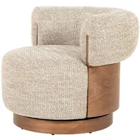 Eleonora Fauteuil Nila Vanu – Taupe/Bruin – Houten Onderstel – 90 x 84 x 72 cm