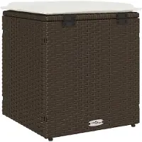 vidaXL Tuinkrukken met kussens 2 st 40x40x43 cm poly rattan bruin