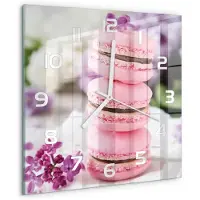 Tulup Wandklok - Cookies Moderne Wandklok Glas - 30x30 cm - Roze Wandklok Glas Decoratie - Witte handen - Vierkante Klok - Glazen Wandklok Design - Klok Glas Met Opdruk