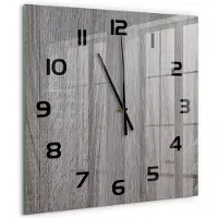 Tulup Wandklok - Hout Glazen Klok Met Print - 60x60 cm - Bruin Wandklok Glas Met Motief - Zwarte handen - Vierkante Klok - Wandklok Glas Decoratie - Gekleurde Glazen Klok