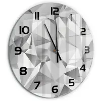 Tulup Wandklok - 3D-abstractie Gekleurde Glazen Klok - fi60 cm - Grijs Glazen Klok Met Print - Zwarte handen - Ronde Klok - Moderne Wandklok Glas - Wandklok Glas Decoratie