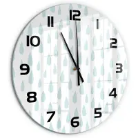 Tulup Wandklok - Druppel Decoratieve Glazen Klok - fi60 cm - Blauw Glazen Wandklok Design - Zwarte handen - Ronde Klok - Glazen Klok Met Print - Wandklok Glas Met Motief