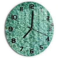 Tulup Wandklok - Transparant water Wandklok Glas Met Motief - fi30 cm - Groente Decoratieve Glazen Klok - Zwarte handen - Ronde Klok - Gekleurde Glazen Klok - Glazen Klok Met Print