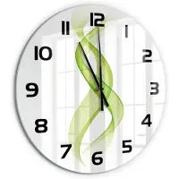 Tulup Wandklok - Kleurrijke golven Decoratieve Glazen Klok - fi60 cm - Groente Glazen Wandklok Design - Zwarte handen - Ronde Klok - Glazen Klok Met Print - Wandklok Glas Met Motief