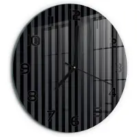 Tulup Wandklok - Zwarte en grijze strepen Glazen Klok Met Print - fi30 cm - Zwart Wandklok Glas Met Motief - Zwarte handen - Ronde Klok - Wandklok Glas Decoratie - Gekleurde Glazen Klok