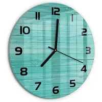 Tulup Wandklok - Groene borden Decoratieve Glazen Klok - fi30 cm - Groente Glazen Wandklok Design - Zwarte handen - Ronde Klok - Glazen Klok Met Print - Wandklok Glas Met Motief