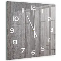 Tulup Wandklok - Hout Moderne Wandklok Glas - 60x60 cm - Bruin Wandklok Glas Decoratie - Witte handen - Vierkante Klok - Glazen Wandklok Design - Klok Glas Met Opdruk