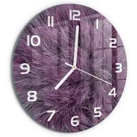 Tulup Wandklok - Roze bont Moderne Wandklok Glas - fi30 cm - Roze Wandklok Glas Decoratie - Witte handen - Ronde Klok - Glazen Wandklok Design - Klok Glas Met Opdruk
