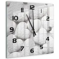 Tulup Wandklok - Witte achtergrond met hartjes Gekleurde Glazen Klok - 60x60 cm - Wit Glazen Klok Met Print - Zwarte handen - Vierkante Klok - Moderne Wandklok Glas - Wandklok Glas Decoratie