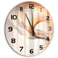 Tulup Wandklok - Abstracte achtergrond Glazen Klok Met Print - fi60 cm - Oranje Wandklok Glas Met Motief - Zwarte handen - Ronde Klok - Wandklok Glas Decoratie - Gekleurde Glazen Klok