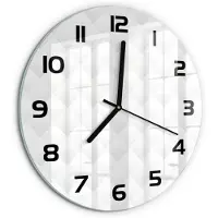 Tulup Wandklok - Abstracte achtergrond Klok Glas Met Opdruk - fi30 cm - Wit Moderne Wandklok Glas - Zwarte handen - Ronde Klok - Decoratieve Glazen Klok - Glazen Wandklok Design