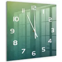 Tulup Wandklok - Zeegradiënten Glazen Wandklok Design - 60x60 cm - Veelkleurig Klok Glas Met Opdruk - Witte handen - Vierkante Klok - Wandklok Glas Met Motief - Decoratieve Glazen Klok