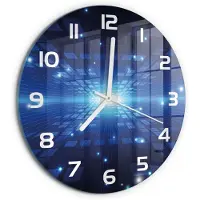 Tulup Wandklok - 3D-achtergrond Glazen Klok Met Print - fi30 cm - Blauw Wandklok Glas Met Motief - Witte handen - Ronde Klok - Wandklok Glas Decoratie - Gekleurde Glazen Klok