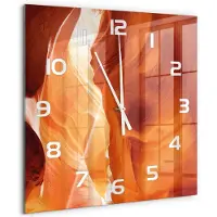 Tulup Wandklok - Canyon Wandklok Glas Decoratie - 60x60 cm - Oranje Gekleurde Glazen Klok - Witte handen - Vierkante Klok - Klok Glas Met Opdruk - Moderne Wandklok Glas