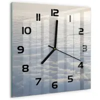 Tulup Wandklok - Vliegen boven de wolken Gekleurde Glazen Klok - 30x30 cm - Wit Glazen Klok Met Print - Zwarte handen - Vierkante Klok - Moderne Wandklok Glas - Wandklok Glas Decoratie