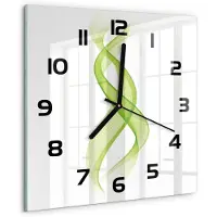 Tulup Wandklok - Kleurrijke golven Glazen Klok Met Print - 30x30 cm - Groente Wandklok Glas Met Motief - Zwarte handen - Vierkante Klok - Wandklok Glas Decoratie - Gekleurde Glazen Klok