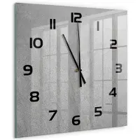 Tulup Wandklok - Grijze muur Glazen Wandklok Design - 60x60 cm - Grijs Klok Glas Met Opdruk - Zwarte handen - Vierkante Klok - Wandklok Glas Met Motief - Decoratieve Glazen Klok