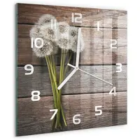 Tulup Wandklok - Paardenbloemhout Klok Glas Met Opdruk - 30x30 cm - Bruin Moderne Wandklok Glas - Witte handen - Vierkante Klok - Decoratieve Glazen Klok - Glazen Wandklok Design