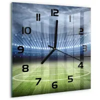Tulup Wandklok - Stadion Glazen Wandklok Design - 30x30 cm - Groente Klok Glas Met Opdruk - Zwarte handen - Vierkante Klok - Wandklok Glas Met Motief - Decoratieve Glazen Klok